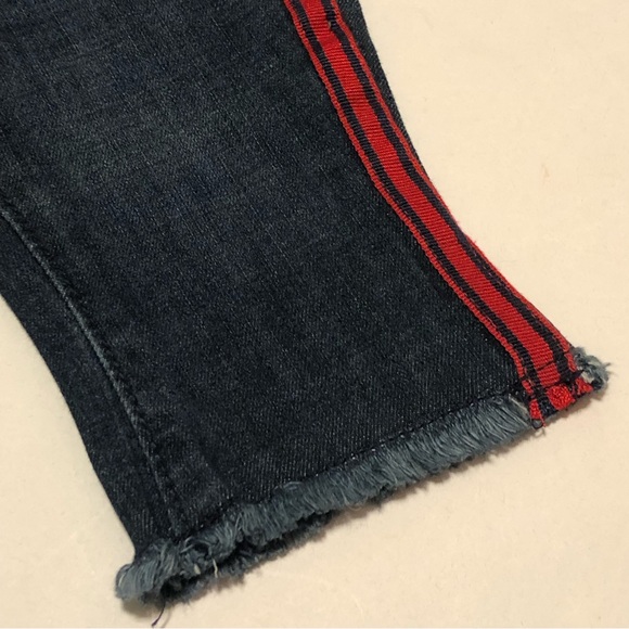 Jack Denim By Janie and Jack Side Stripe Crop Jeans Raw Hem Adjustable Waist - Picture 9 of 14